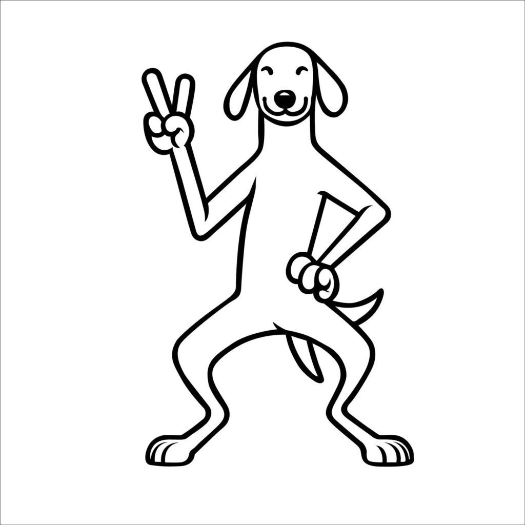 Confident Ibizan Hound Peace Gesture Illustration Vector Free Vector