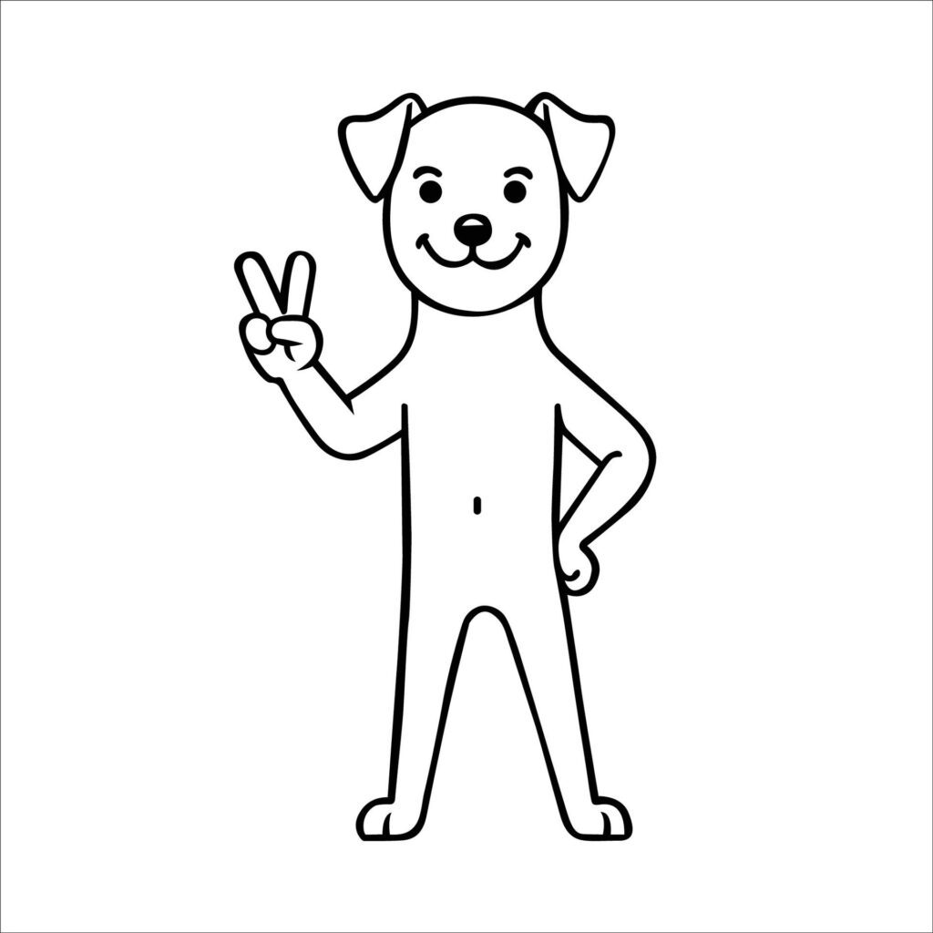 Confident Jack Russell Terrier Peace Gesture Illustration Vector Free Vector