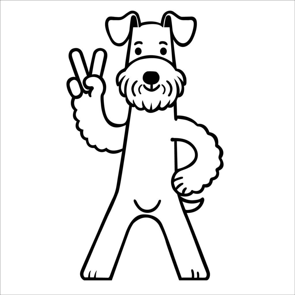 Confident Kerry Blue Terrier Peace Gesture Illustration Vector Free Vector