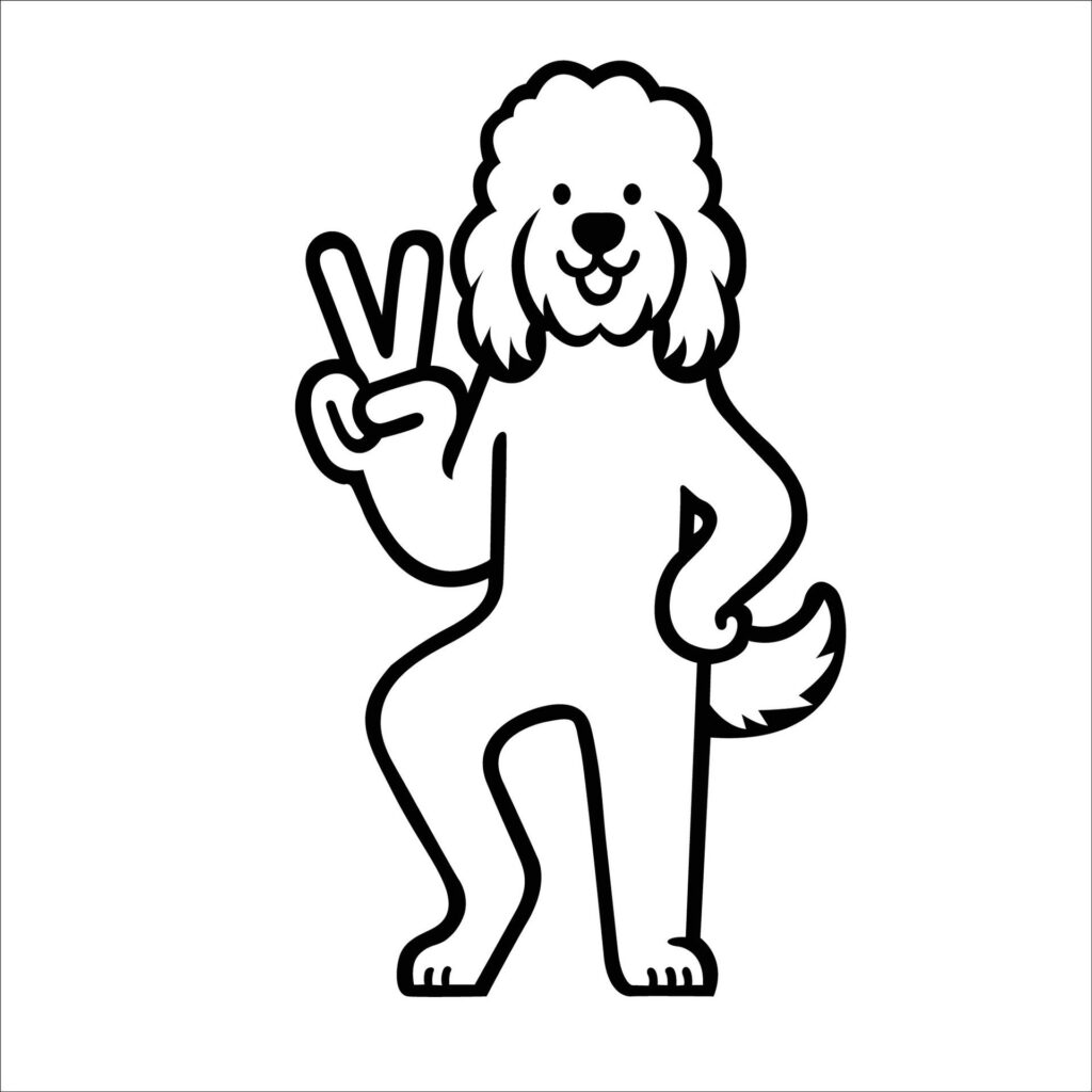 Confident Komondor Peace Gesture Illustration Vector Free Vector