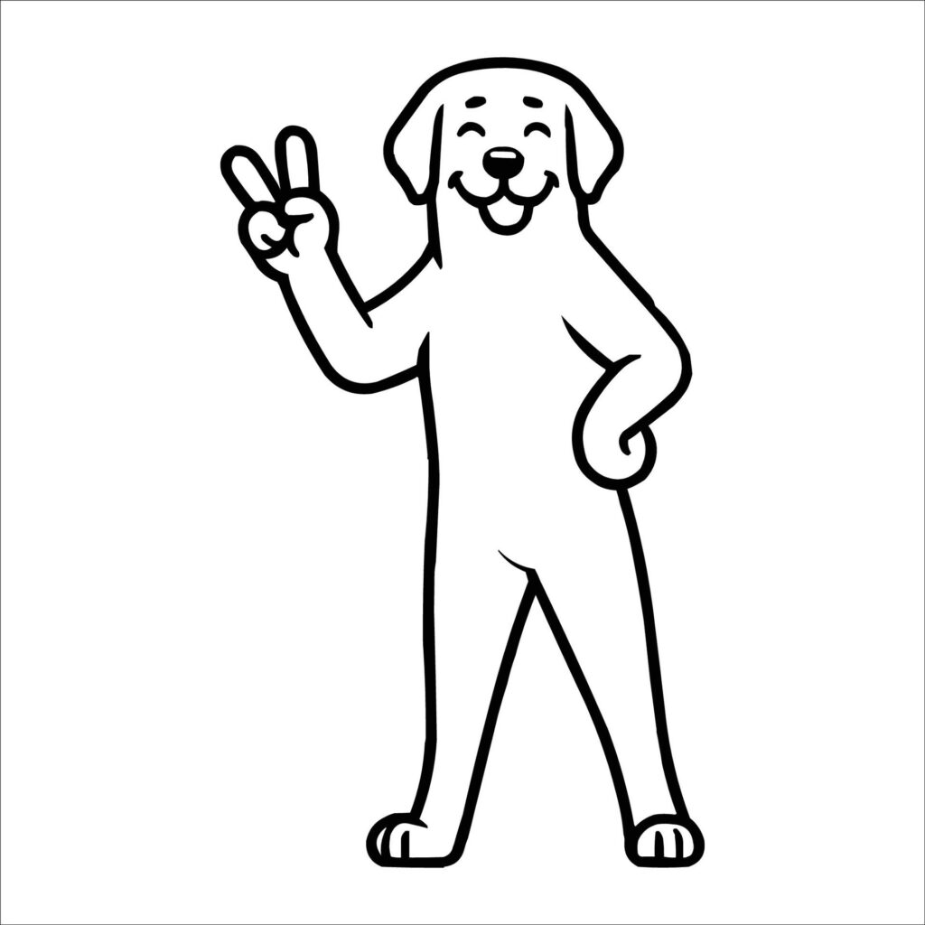 Confident Kuvasz Peace Gesture Illustration Vector Free Vector