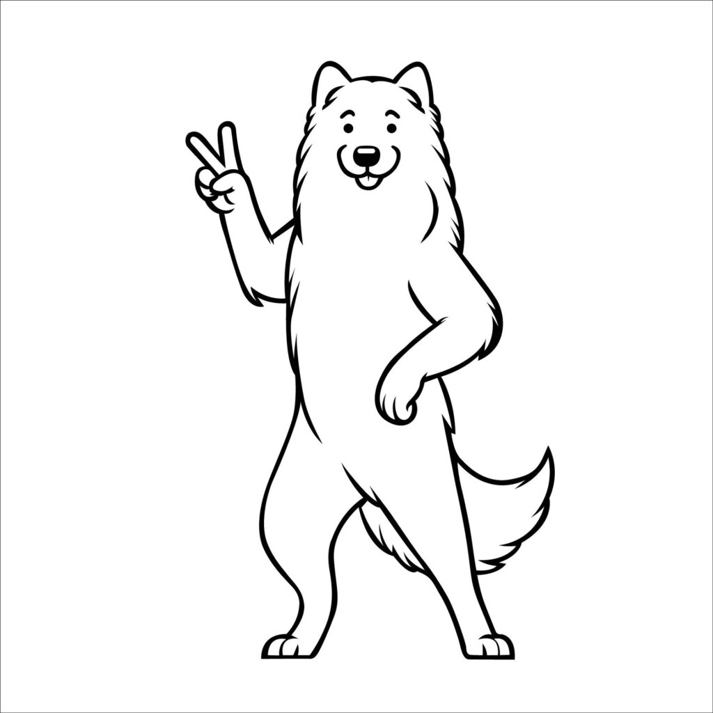 Confident Maremmano Sheepdog Peace Gesture Illustration Vector Free Vector