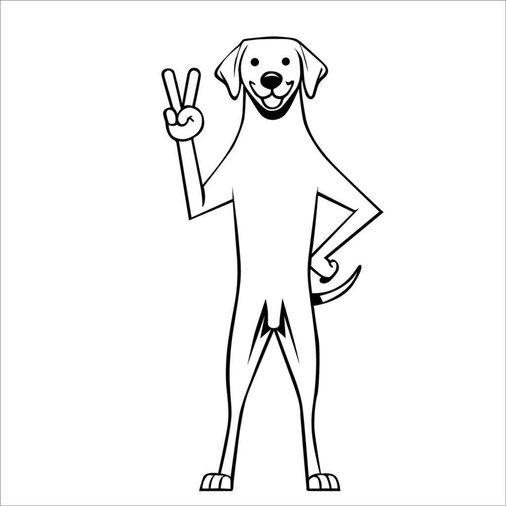 Confident Rhodesian Ridgeback Peace Gesture Illustration Vector Free Vector