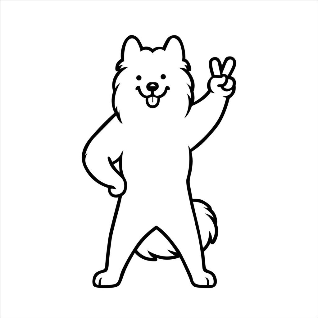 Confident Samoyed Peace Gesture Illustration Vector Free Vector