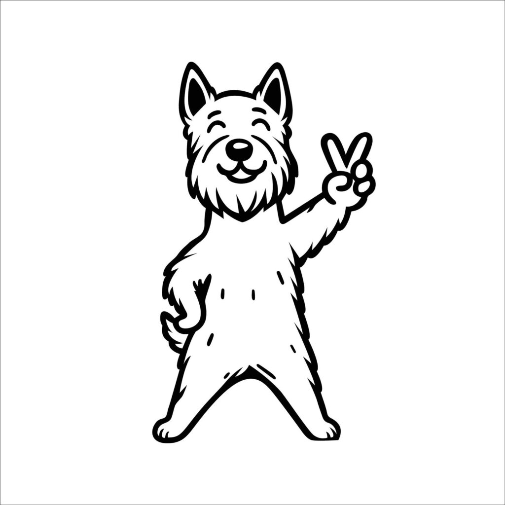 Confident Scottish Terrier Peace Gesture Illustration Vector Free Vector