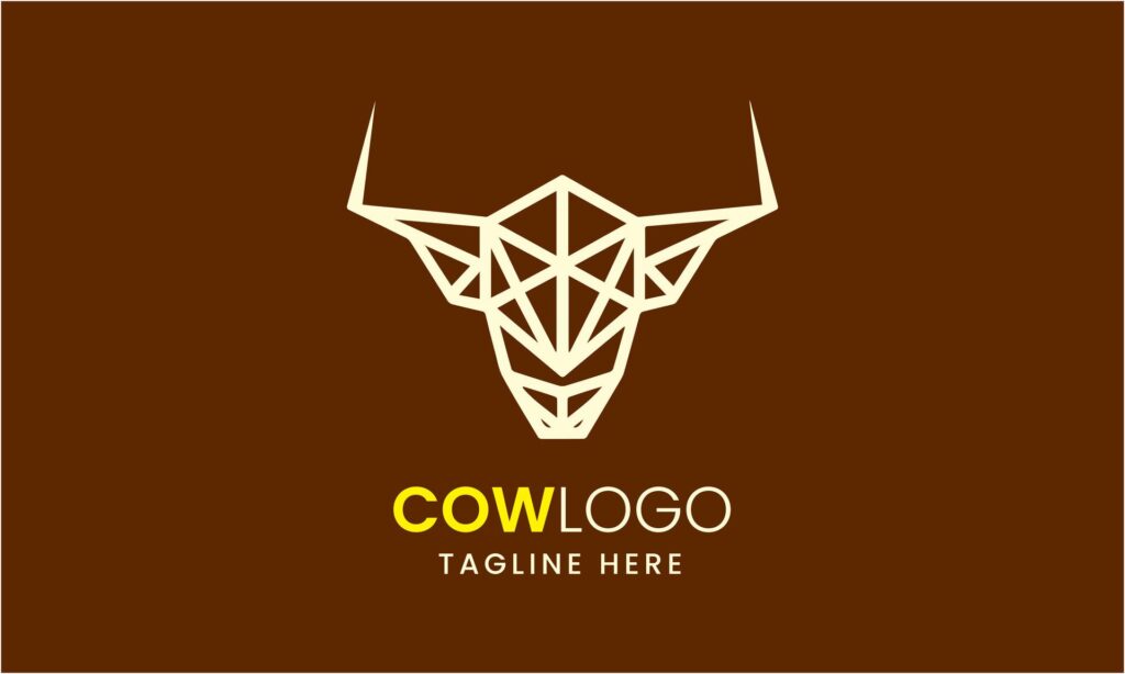 Cow minimalist logo vector design template idea Free Vector