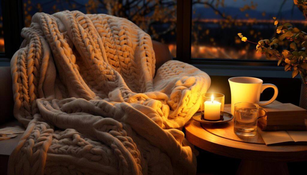 Cozy winter night candlelight, warmth, comfort, relaxation generated by AI Free Photo