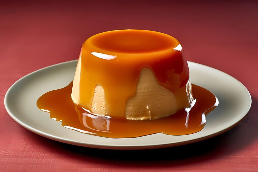 Creme Caramel – Popular in France, creme caramel is a custard dessert with a soft caramel layer on top, known for its silky texture and rich flavor Free Photo