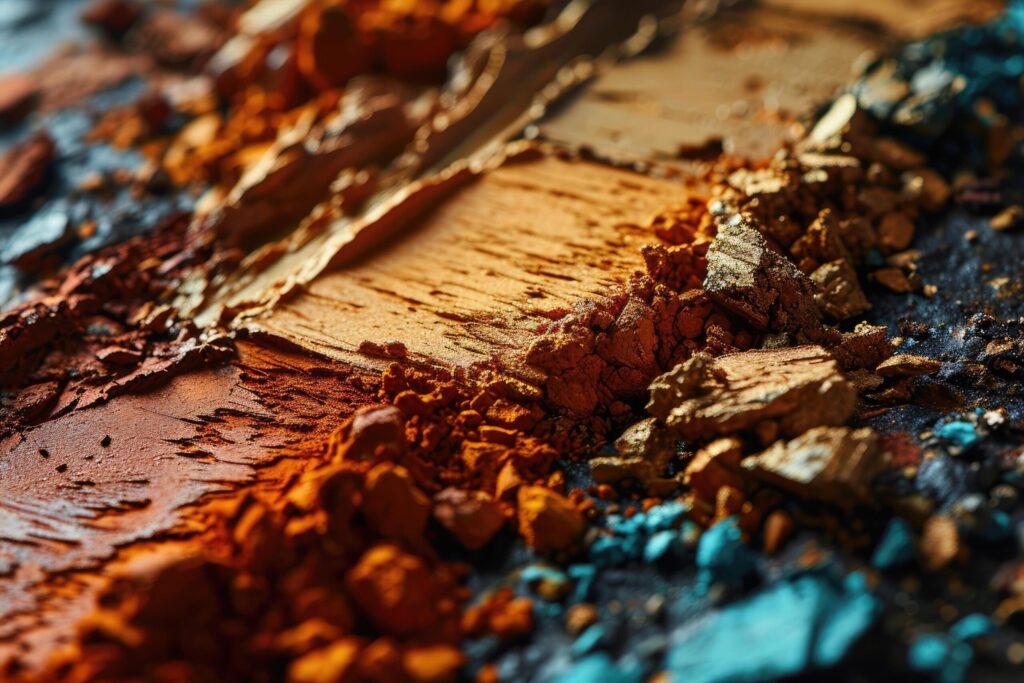 Crushed eyeshadow makeup set. The concept of fashion and beauty industry. Free Photo