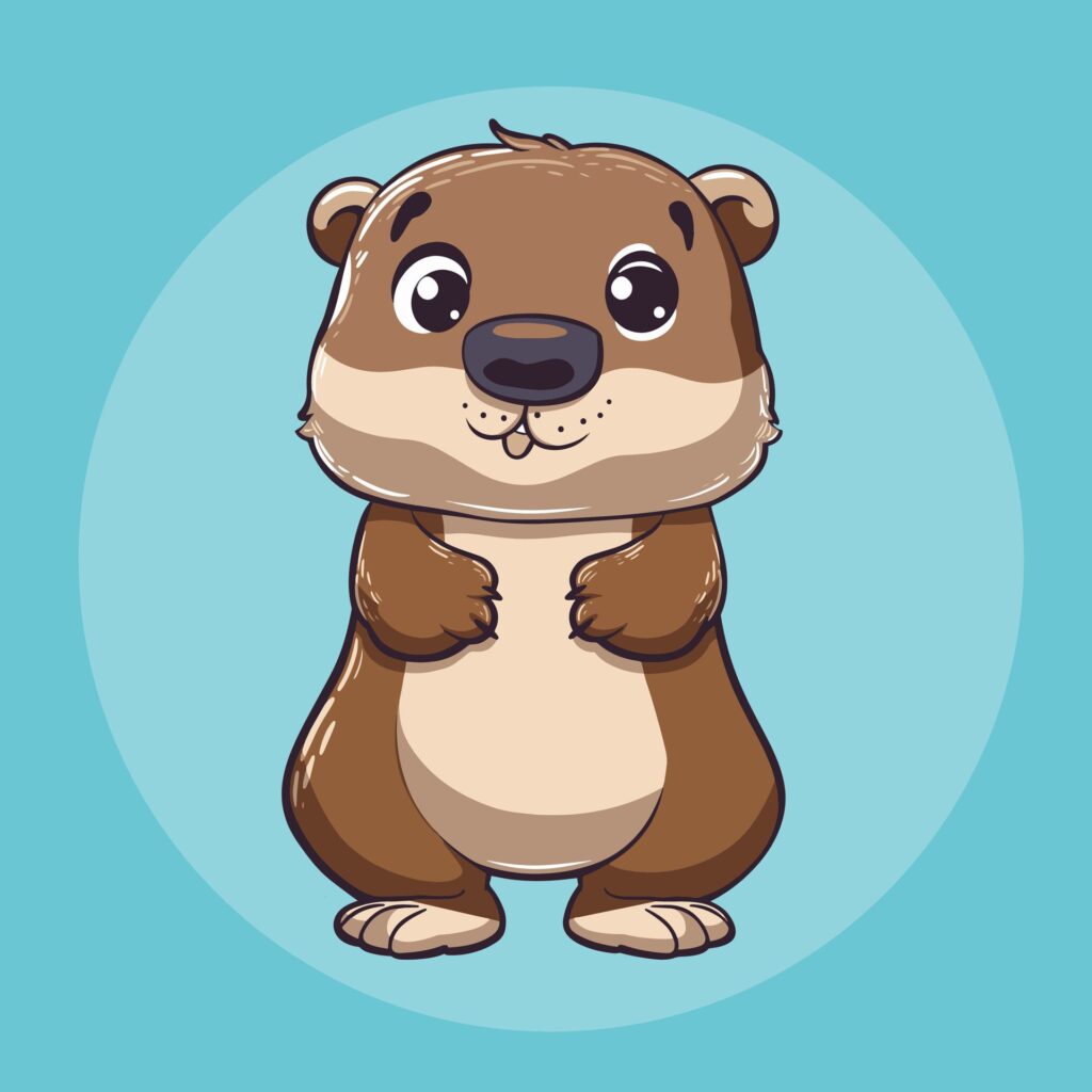 Cute Beaver Cartoon illustration Free Vector