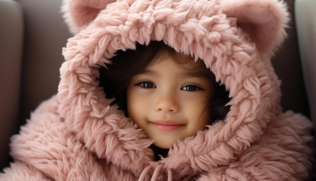 Cute child smiling in winter, happiness and childhood portrait generated by AI Free Photo