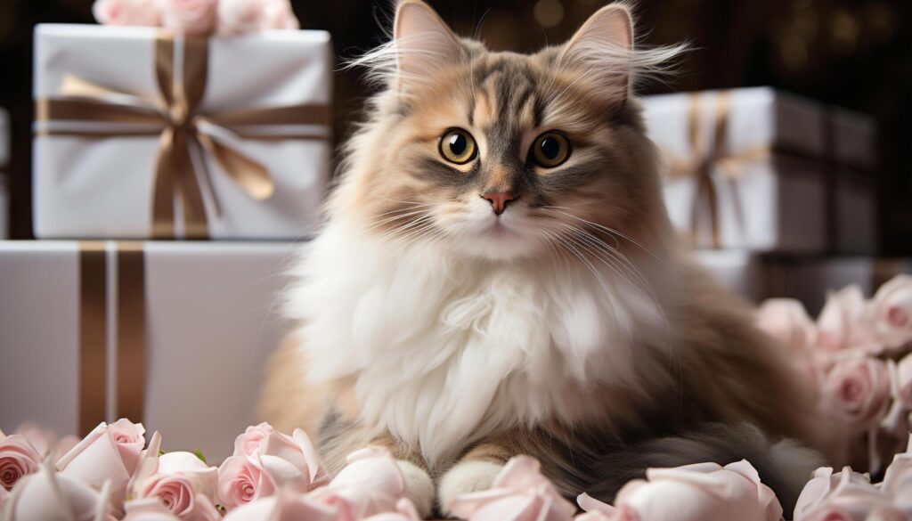 Cute kitten sitting on table, looking at camera with curiosity generated by AI Free Photo