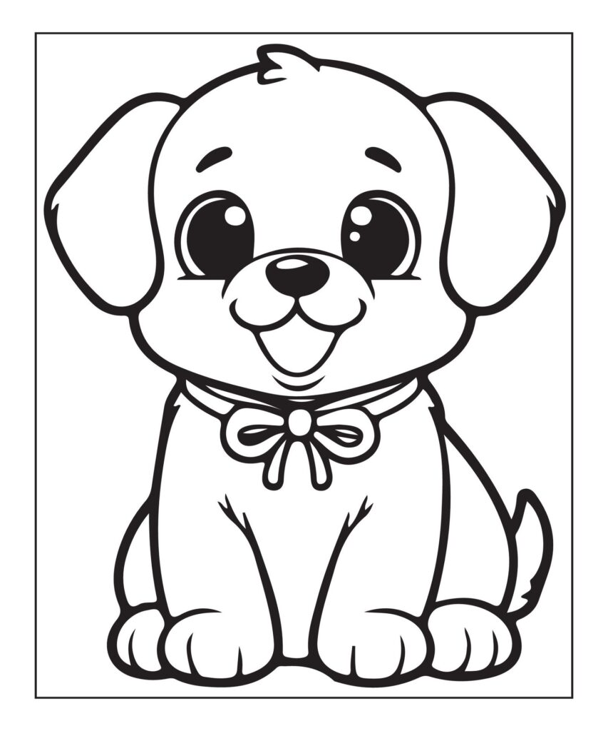 cute puppy coloring page illustration Free Vector