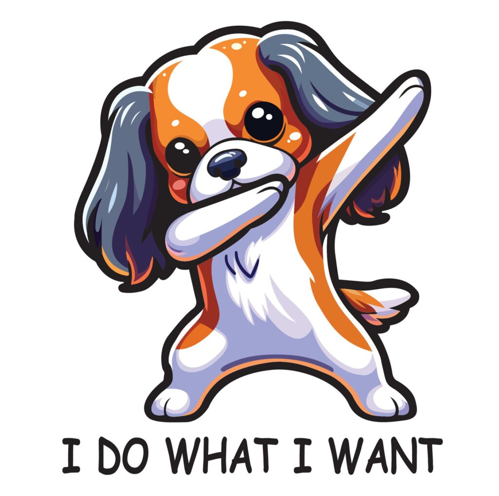 Dabbing Cavalier King Charles Spaniel Dog T-shirt Design Illustration Vector Free Vector