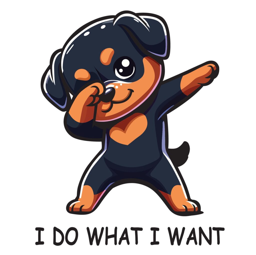 Dabbing Rottweiler Dog T-shirt Design Illustration Vector Free Vector