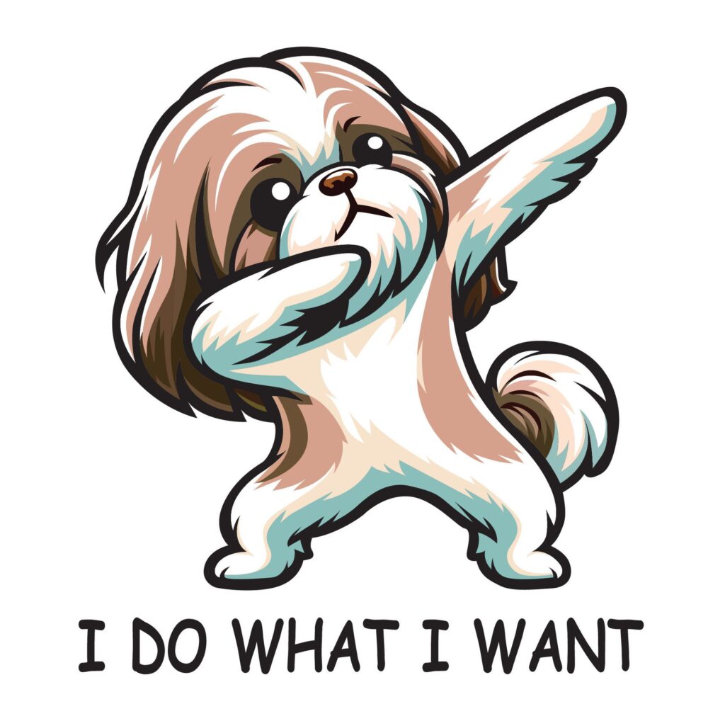 Dabbing Shih Tzu Dog T-shirt Design Illustration Vector Free Vector