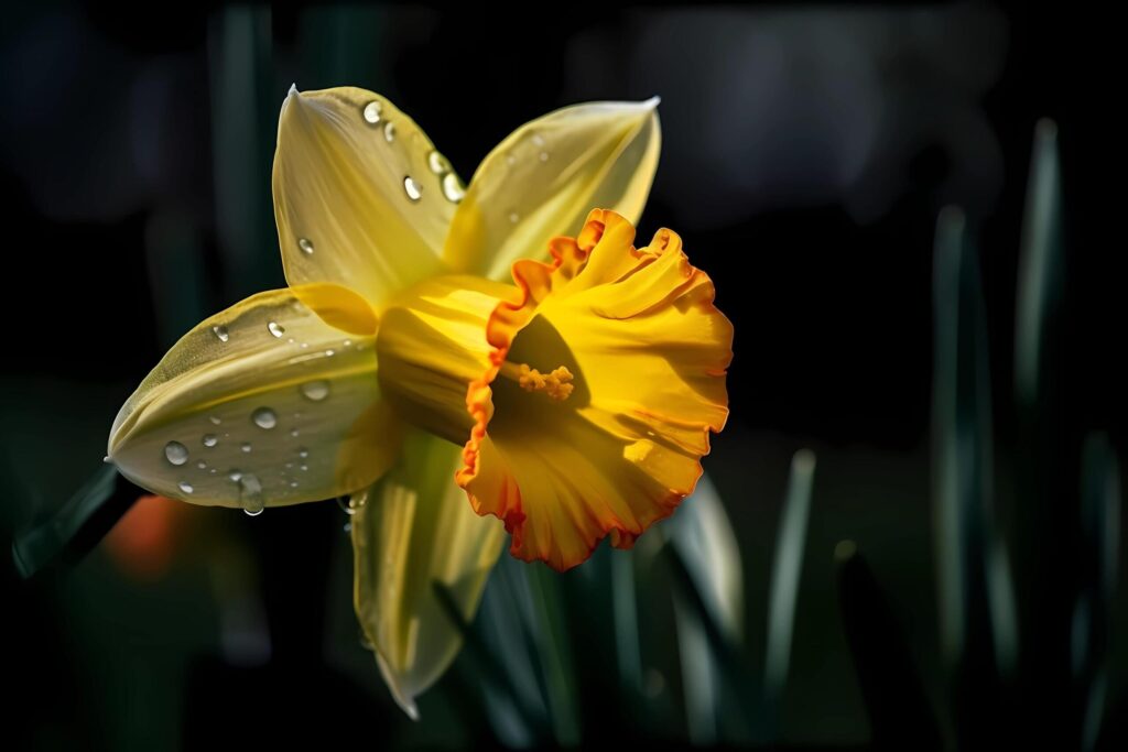 Daffodil – Narcissus – Flower native to Europe and North Africa – Known for their cheerful yellow blooms and long, slender stems. A symbol of renewal and new beginnings Free Photo