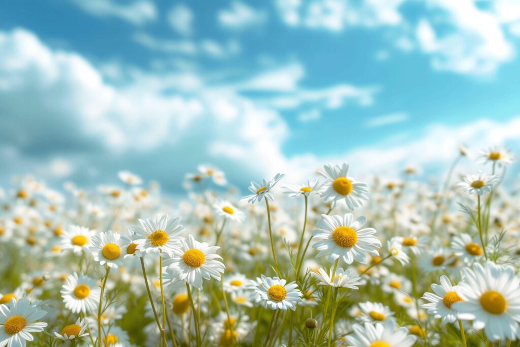 Daisy Delight under a Sunny Blue Sky Free Photo