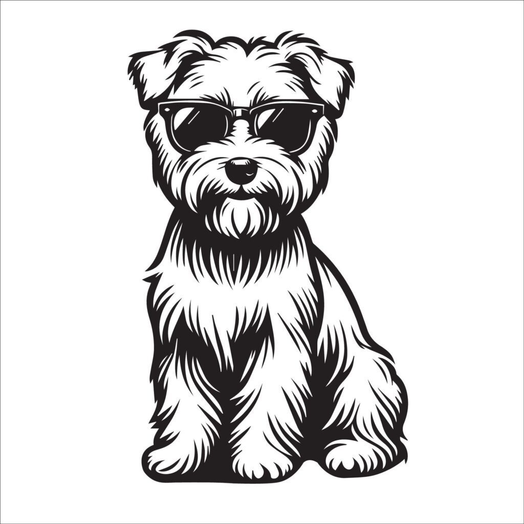 Dandie Dinmont Terrier Dog wearing sunglasses illustration Free Vector