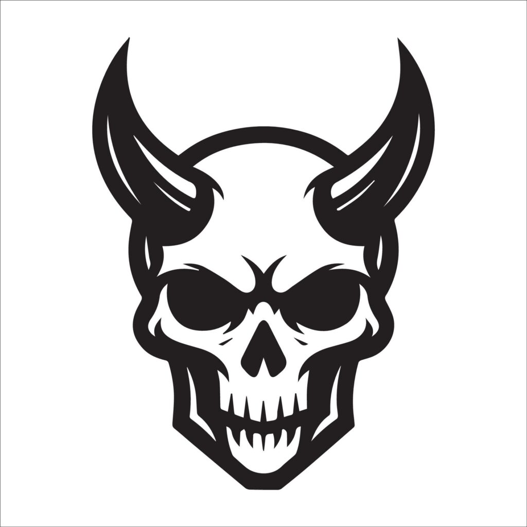 Devil Skull illustration Free Vector