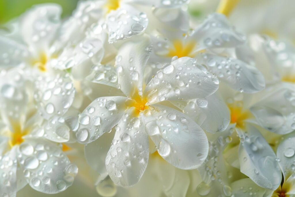 Dewdrops on Jasmine Flowers Macro Free Photo