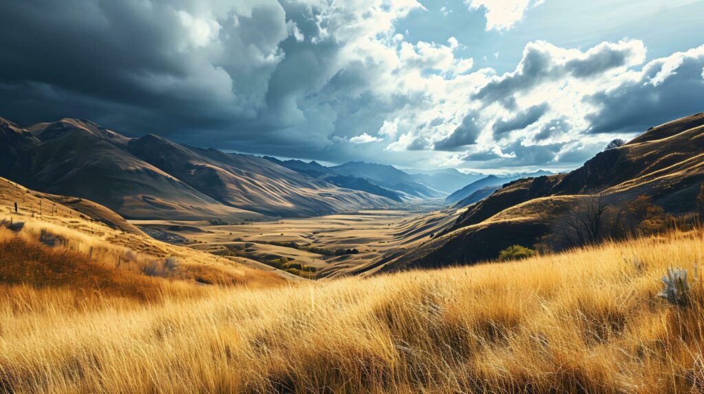 Dramatic Clouds Casting Shadows Over Golden Valley Free Photo