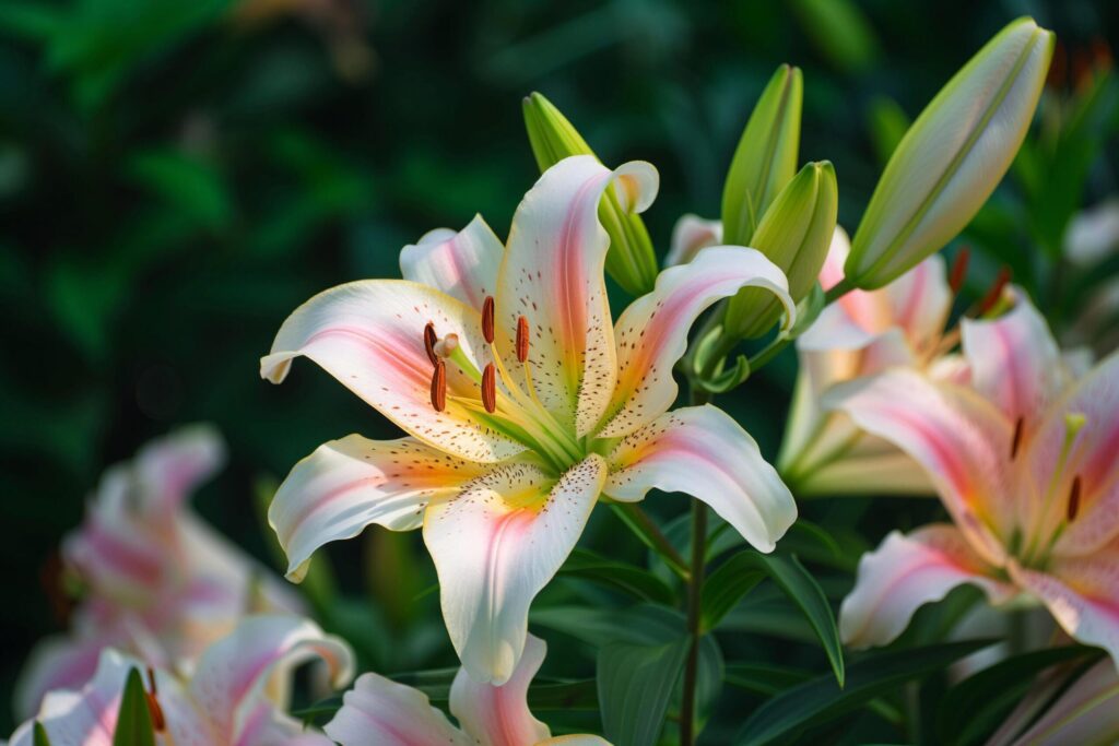 Elegant Lilies Flourishing in the Garden Free Photo