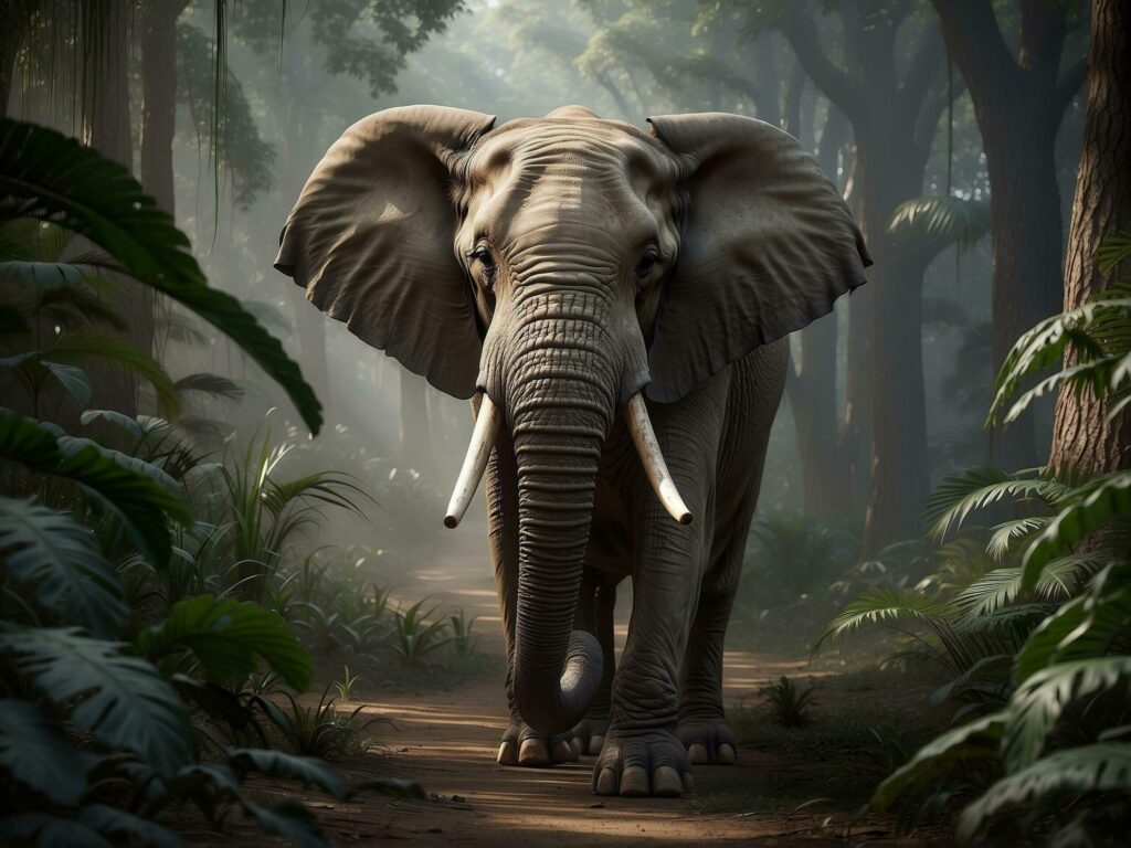 Elephant in a jungle Free Photo