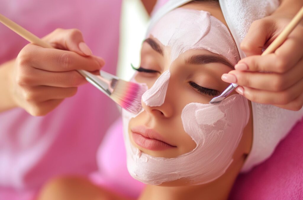 Facial mask application Free Photo