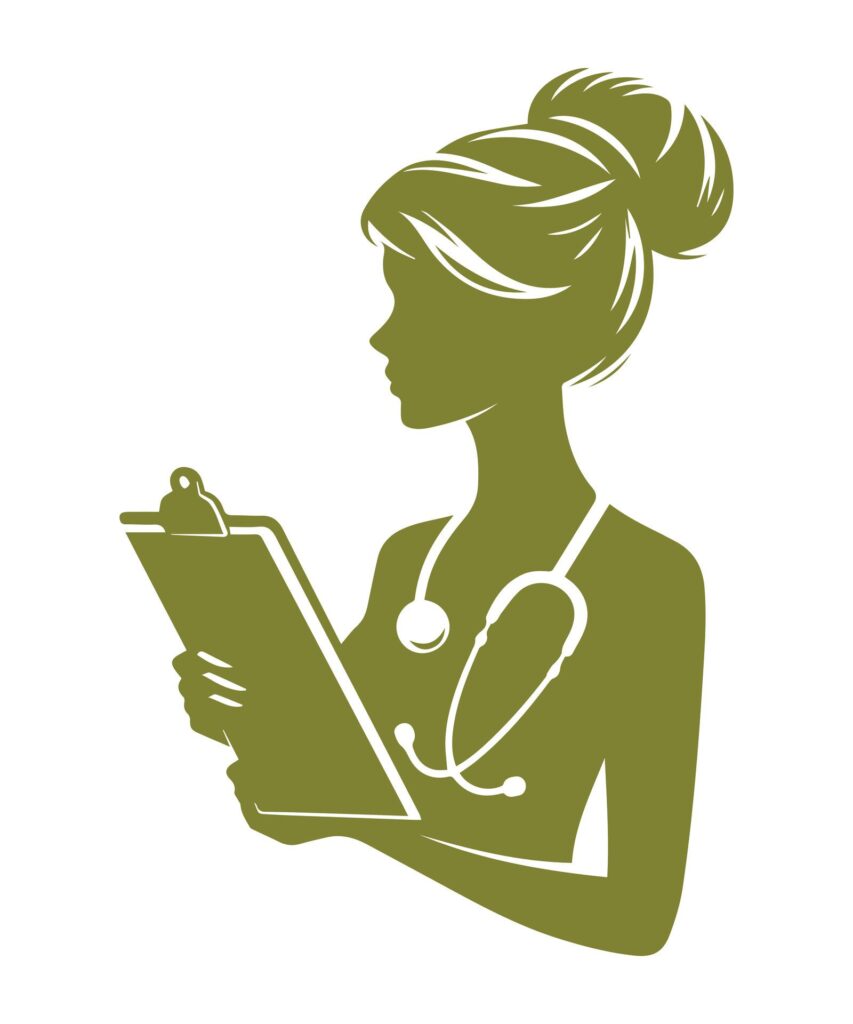 Female doctor Olive Green vector silhouette with stethoscop Free Vector