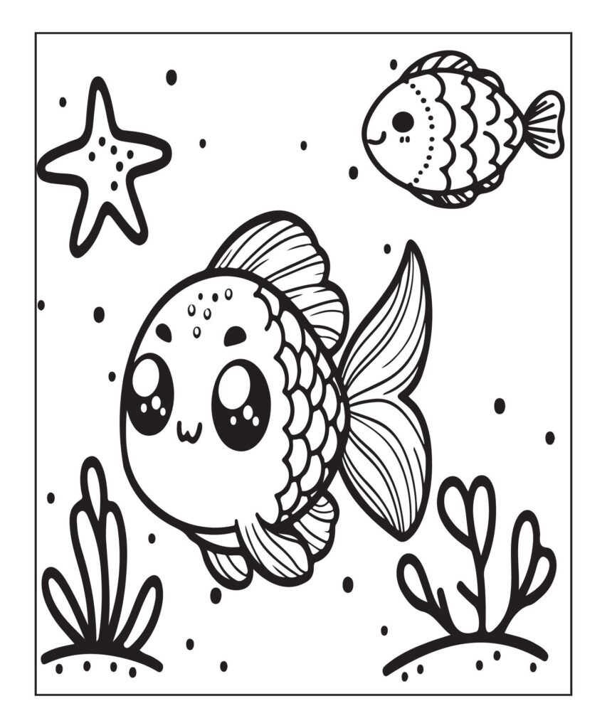 Fish coloring page for kids Free Vector