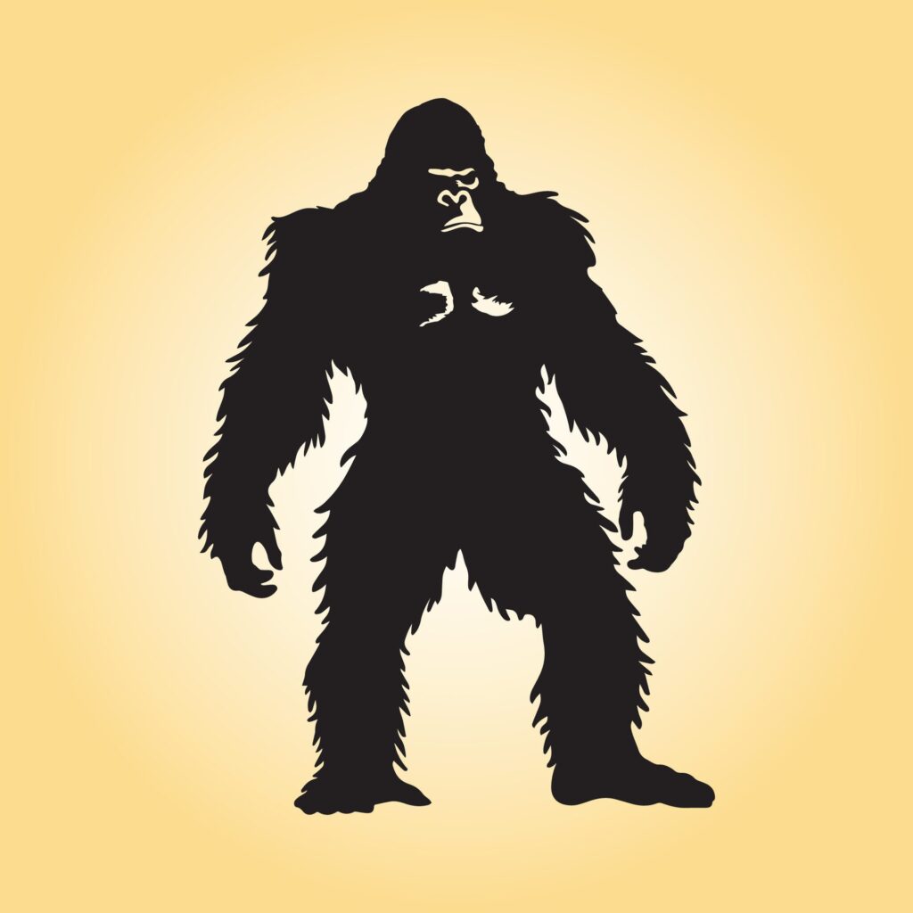 Flat bigfoot silhouette vector illustration Free Vector