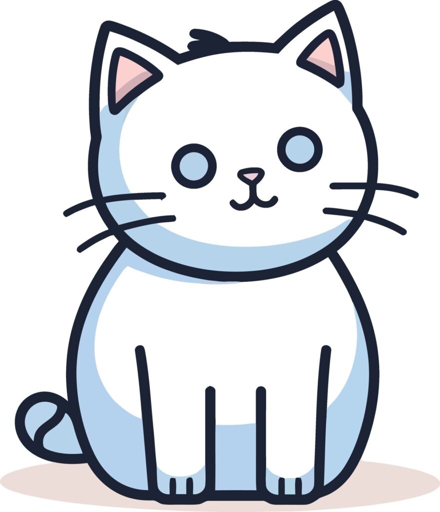 Flat color vector of cute cat illustration, white background. Free Vector