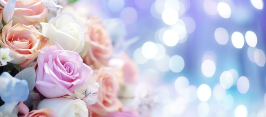 AI Generated Flower Background with Bokeh Lights and Copy Space Free Photo