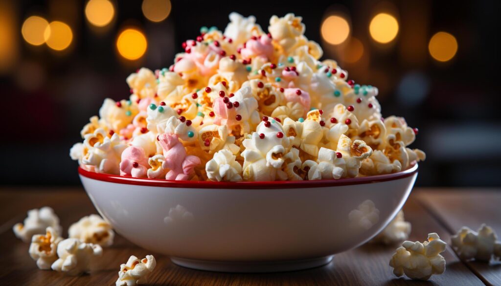 Fluffy marshmallow dessert on wooden table, a sweet indulgence generated by AI Free Photo