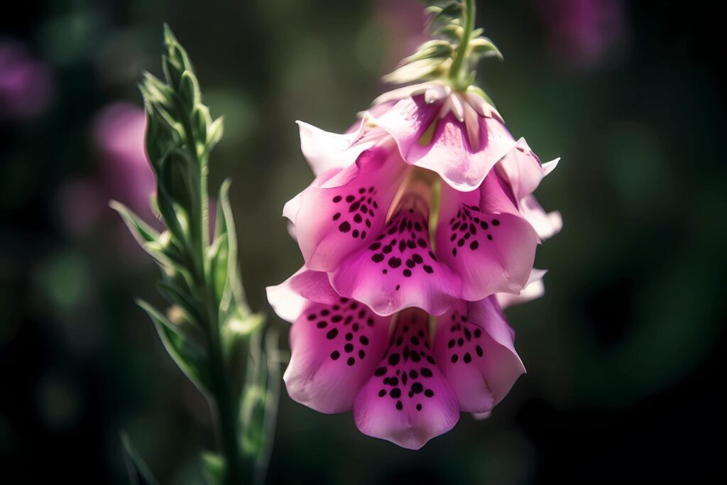 Foxglove – Digitalis – Flower native to Europe – Known for their tall spikes of bell-shaped blooms and various colors. A symbol of healing and protection Free Photo