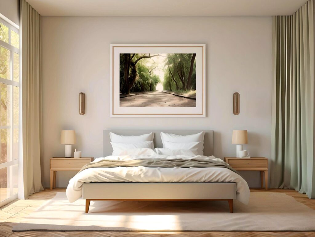 Frame mockup in modern bedroom Free Photo