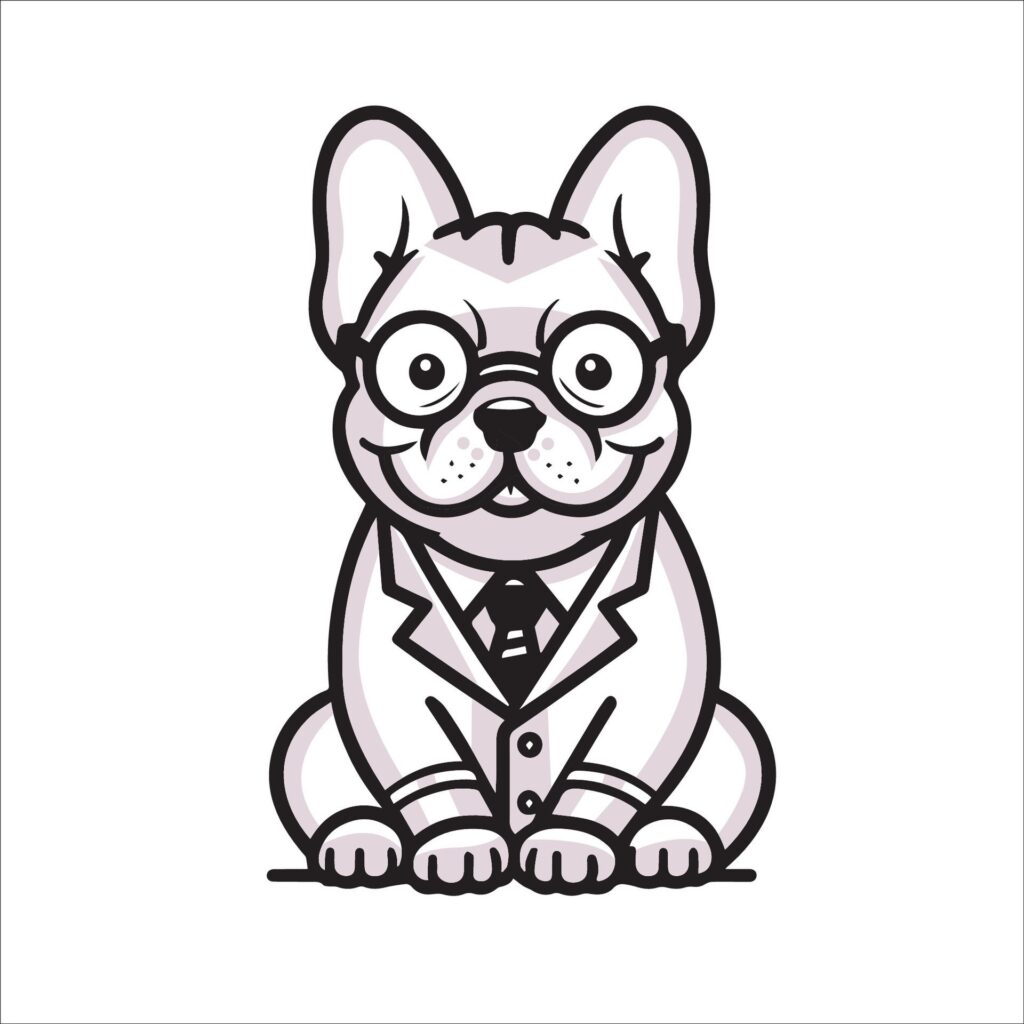 French Bulldog Dog Doctor sitting and looking up illustration Free Vector