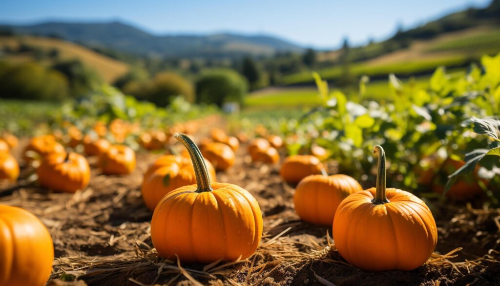 Fresh autumn vegetables decorate the rural farm in October generated by AI Free Photo