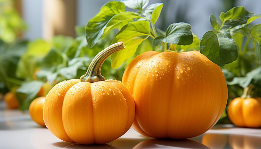 Fresh autumn vegetables pumpkin, squash, tomato, healthy eating, vegetarian food generated by AI Free Photo