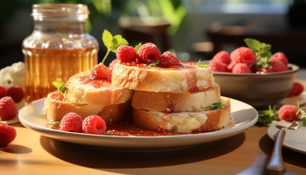 Fresh berry dessert on wooden plate, a sweet summer indulgence generated by AI Free Photo