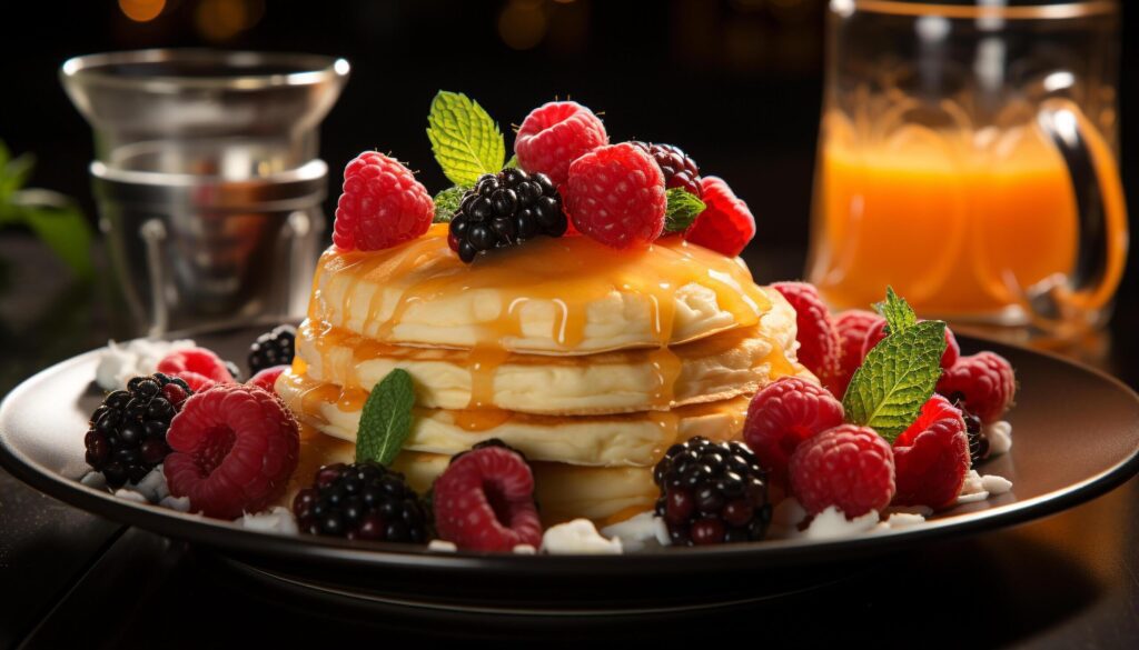 Fresh berry fruit dessert on wooden plate, healthy and indulgent generated by AI Free Photo