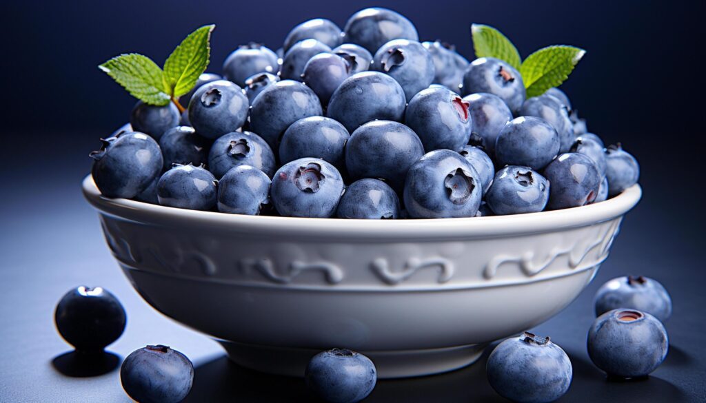 Fresh blueberries, ripe and juicy, a healthy summer snack generated by AI Free Photo