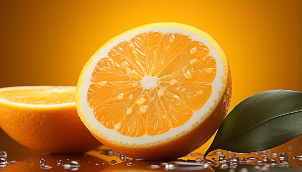 Fresh citrus fruit slice, nature juicy, healthy, vibrant refreshment generated by AI Free Photo