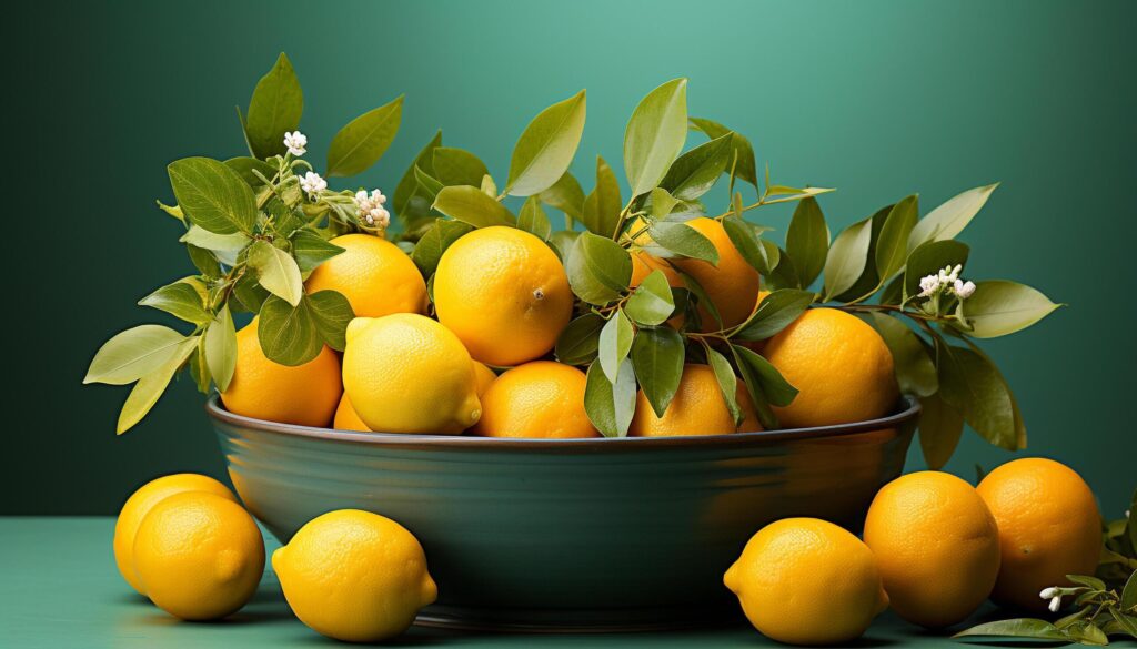 Fresh citrus fruits on a wooden table, vibrant and healthy generated by AI Free Photo