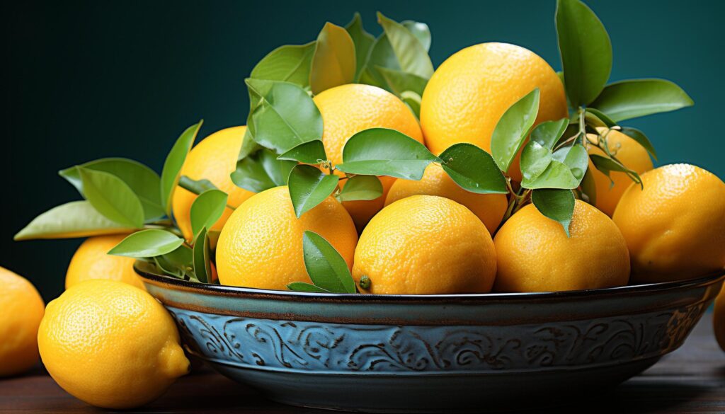 Fresh citrus fruits on wooden table, healthy and vibrant generated by AI Free Photo