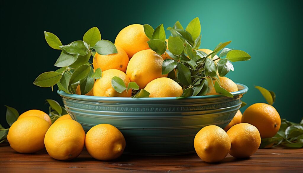 Fresh citrus fruits on wooden table, vibrant and healthy generated by AI Free Photo