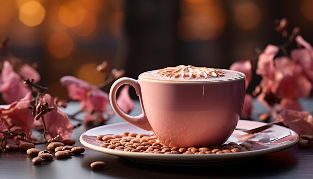 Fresh coffee on wooden table, a delicious caffeine boost generated by AI Free Photo