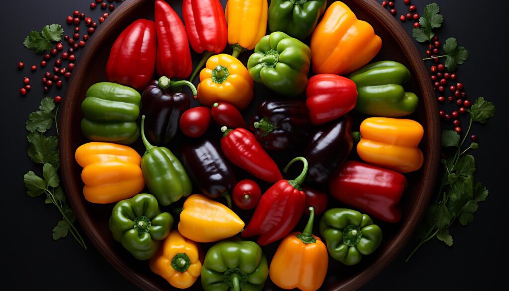 Fresh, colorful vegetables on wood table healthy, vibrant meal generated by AI Free Photo