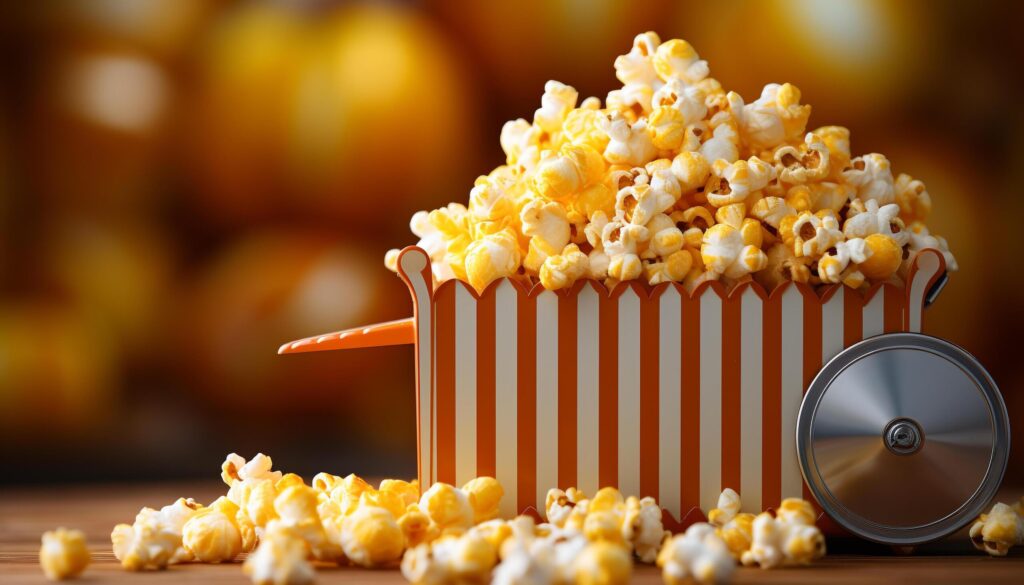 Fresh corn spilling from bucket, a healthy autumn snack generated by AI Free Photo